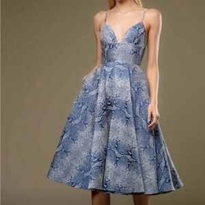 Sau Lee Mia A-Line Midi Dress. Dark Blue. (Pics Coming)